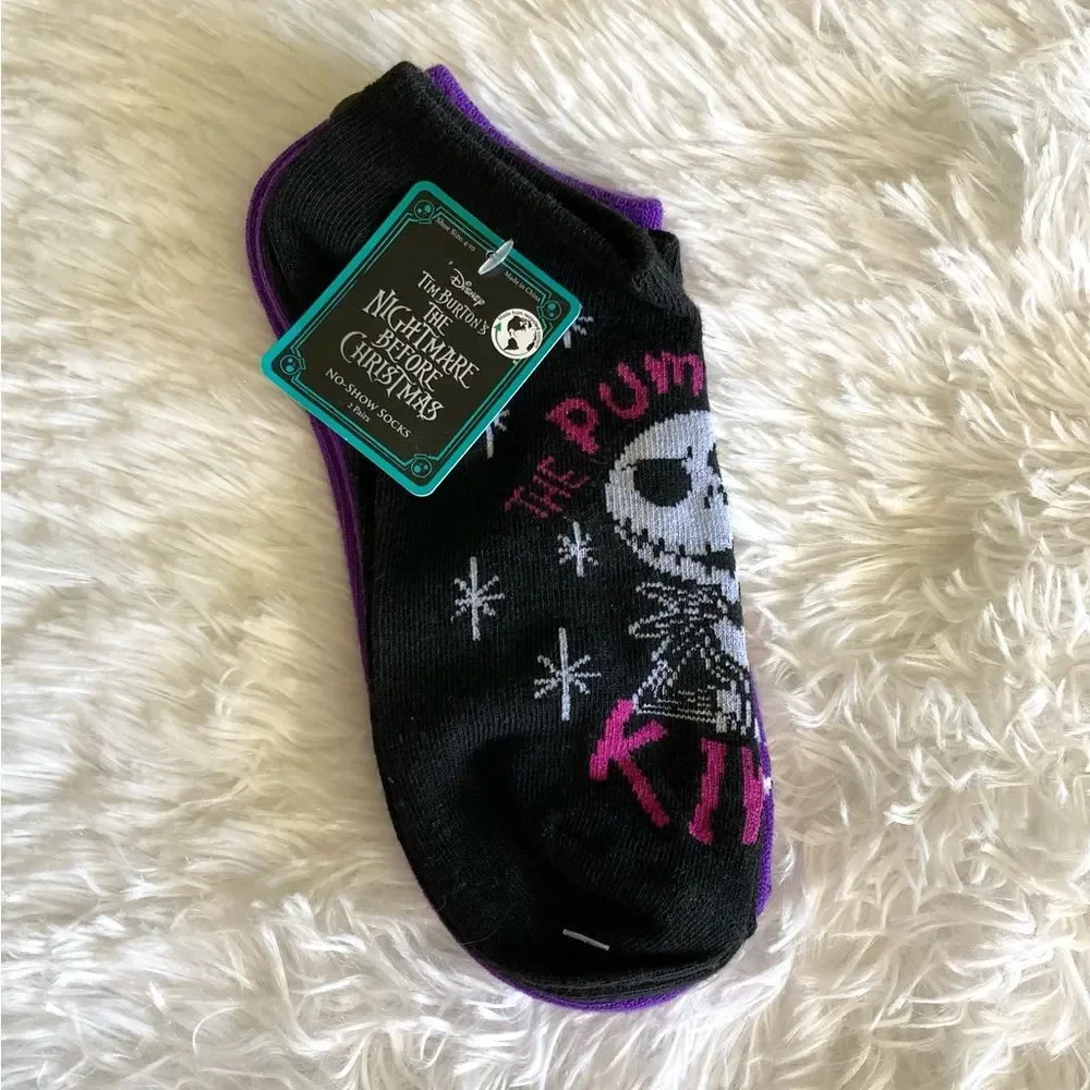 The Nightmare Before Christmas 2 Pairs No Show Socks NWT Jack & Sally